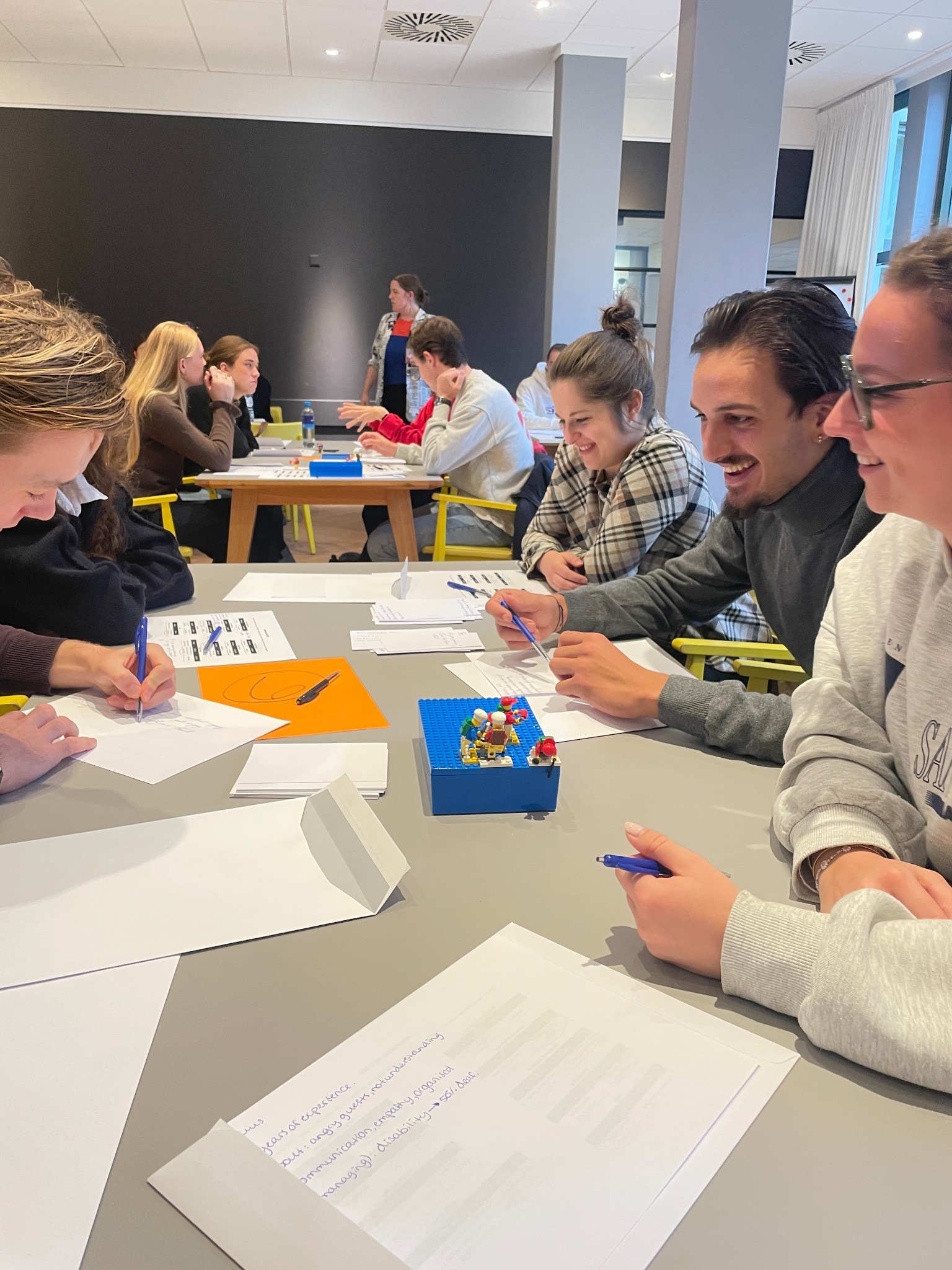 MiniCandidate participants in Maastricht discussing employee personas and writing their reflections.